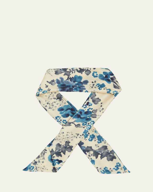 Blue Eyes Silk Skinny Scarf